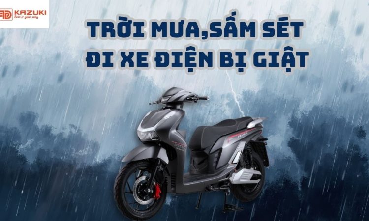 xe điện trời mưa sấm sét